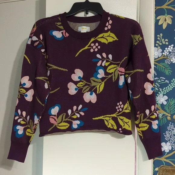 Anthropologie Maeve Cropped Floral Sweater - Picture 2 of 5